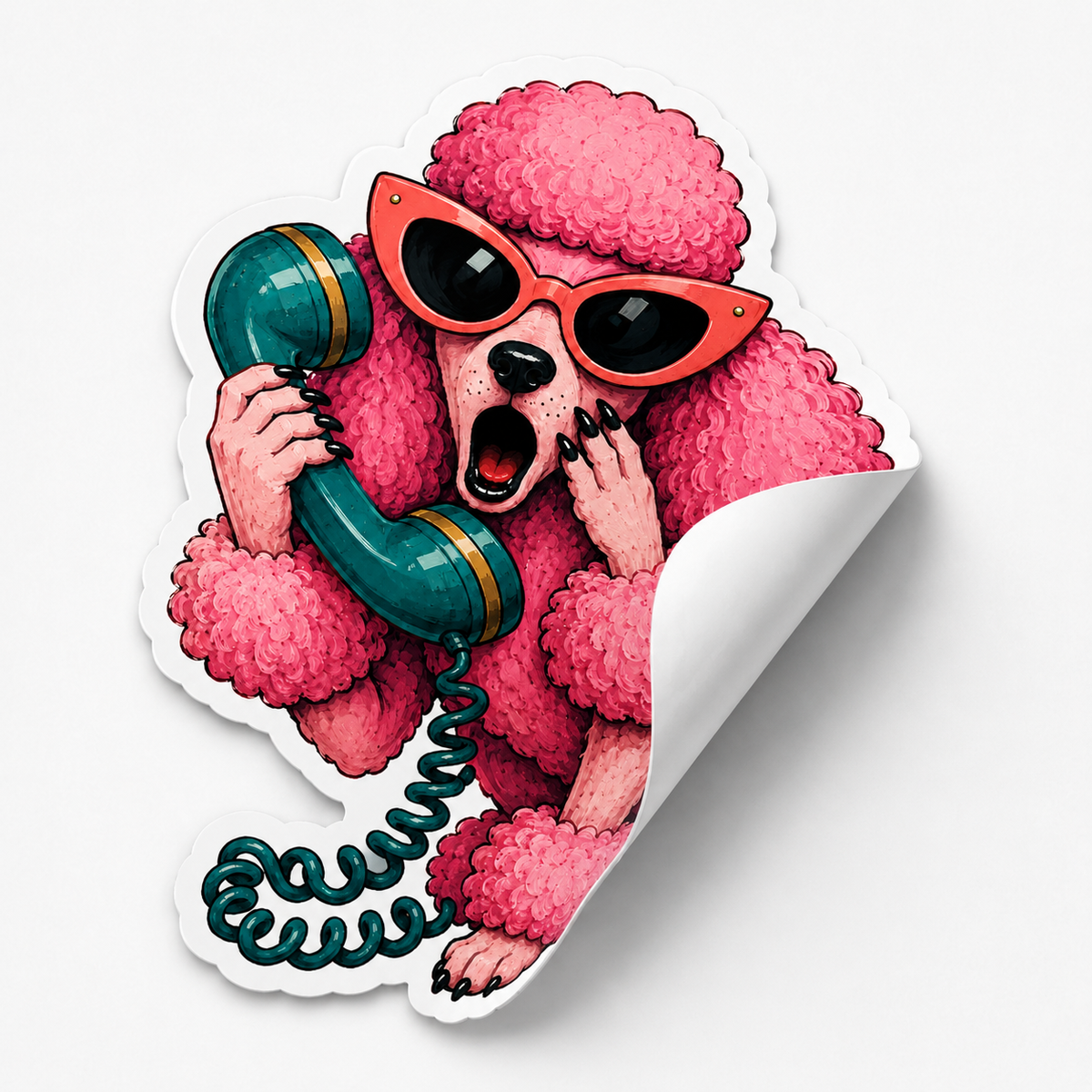 Poodle Telephone Sticker