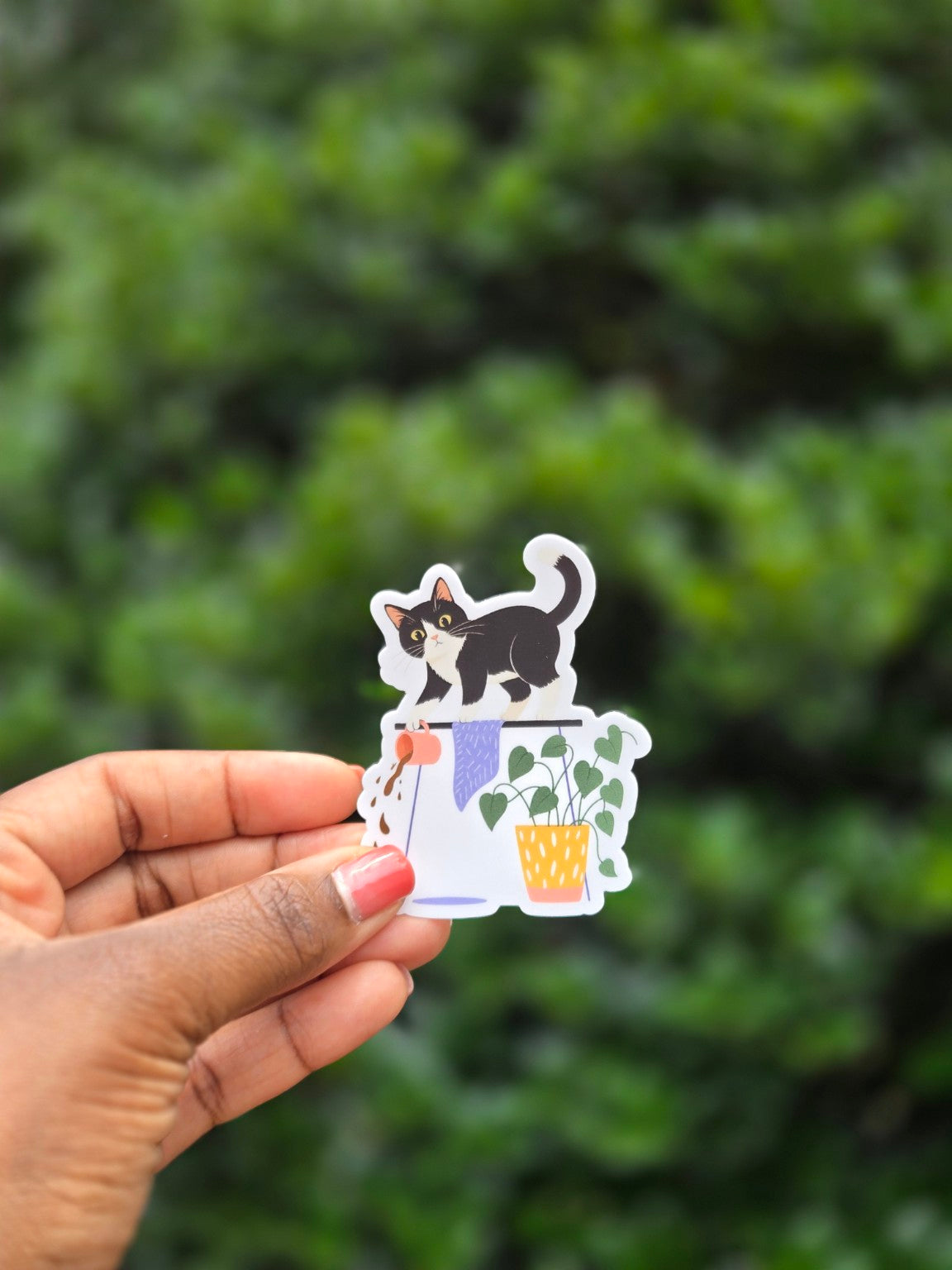 Plant Trouble Cat Sticker