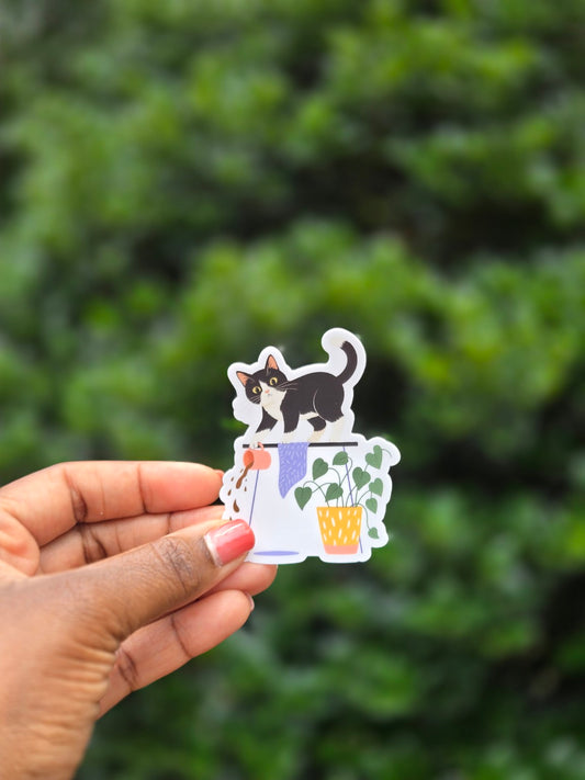 Plant Trouble Cat Sticker