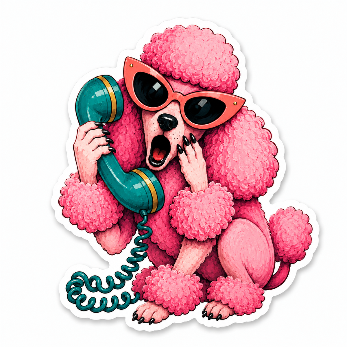 Poodle Telephone Sticker