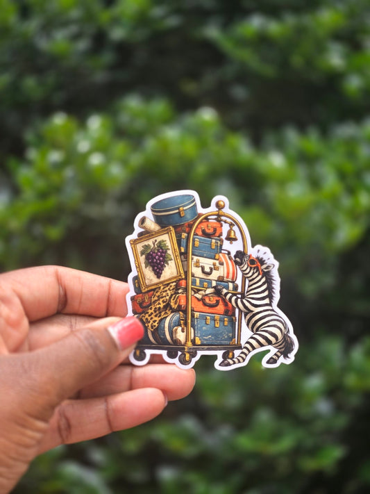 Zebra Luggage Cart Sticker